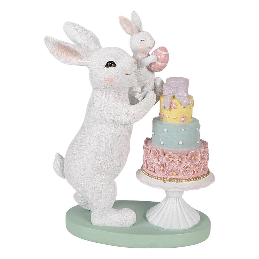 Decoration Statue Rabbit 21x10x27 cm White Plastic by Clayre & Eef.