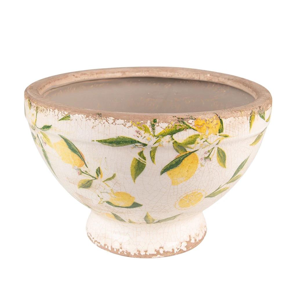 Flowerpot Ø 21x14 cm Yellow Ceramic Lemon Flowerpot Indoor by Clayre & Eef.