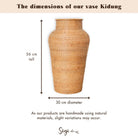 Woven Rattan Vase Round – Large Boho Decorative Vase – Vase Tall & Narrow – Floor Vase Handmade from Natural Fibres (Ø 30 cm) KIDUNG by Soeji