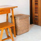 Large Laundry Basket with Lid – Decorative Woven Brown Basket – Rectangular Laundry Hamper – Boho Basket Handmade from Water Hyacinth SEMERU by Soeji