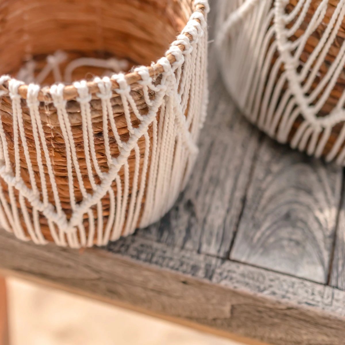 Small Seagrass Basket ORIS | Round Flower Basket | Woven Boho Basket | Plant Basket | Planter | Macrame Basket by Soeji