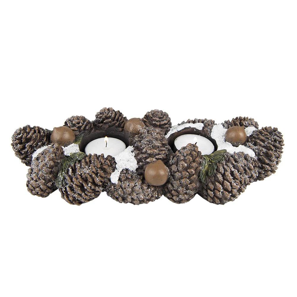 Tea light holder pine cones 27x11x6 cm by Clayre & Eef.