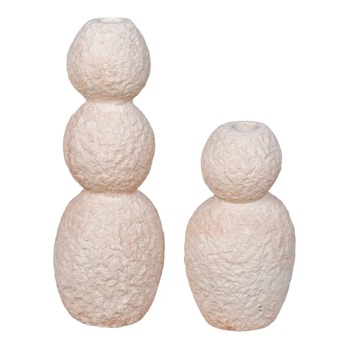 Candle Holder - Candle Holder, cement, natural, set of 2 by EMIRELLE