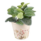 Flowerpot Ø 12x10 cm Pink Beige Ceramic Flowers Flowerpot Indoor by Clayre & Eef.