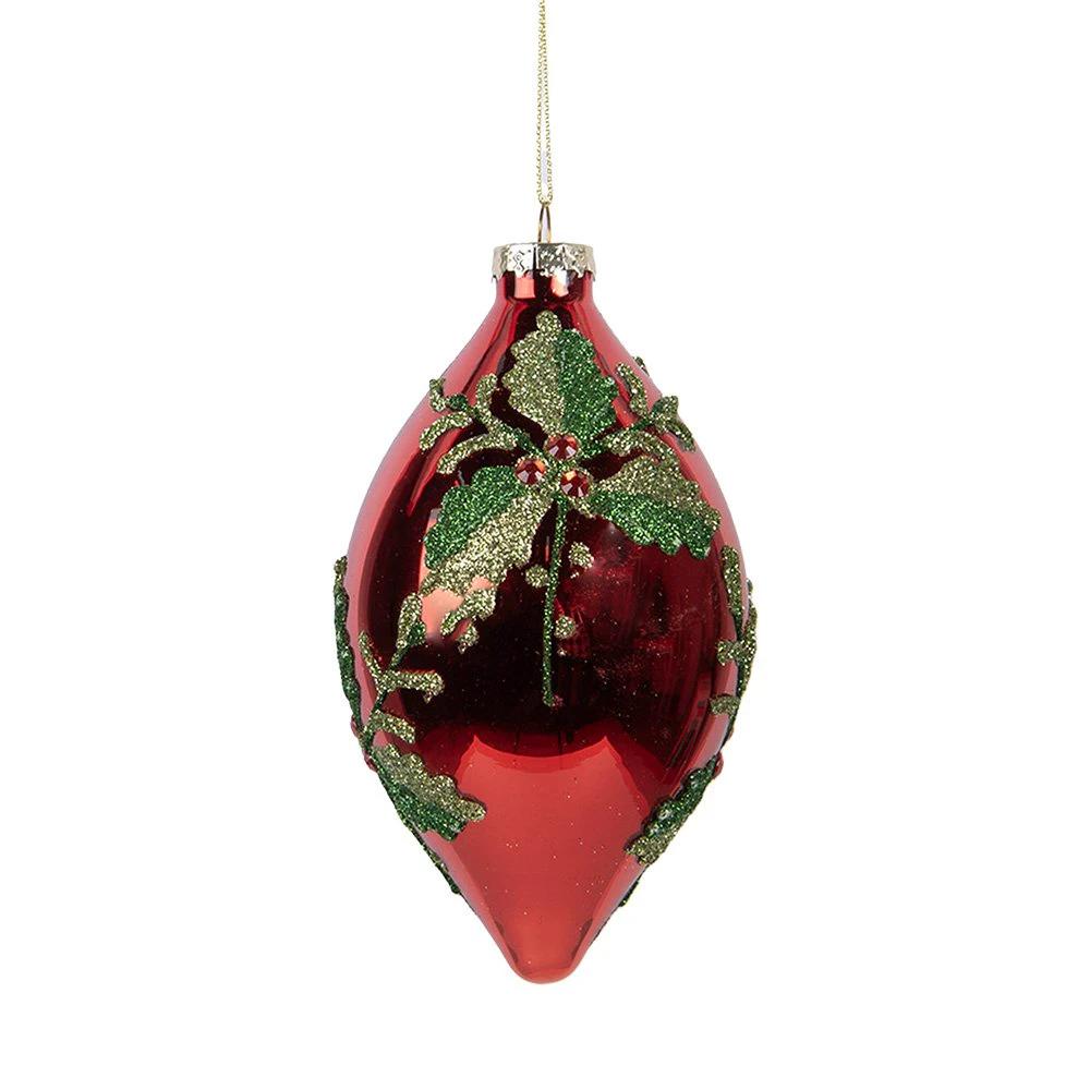 Weihnachtskugel Ø 8x15 cm rotes Glas von Clayre & Eef.