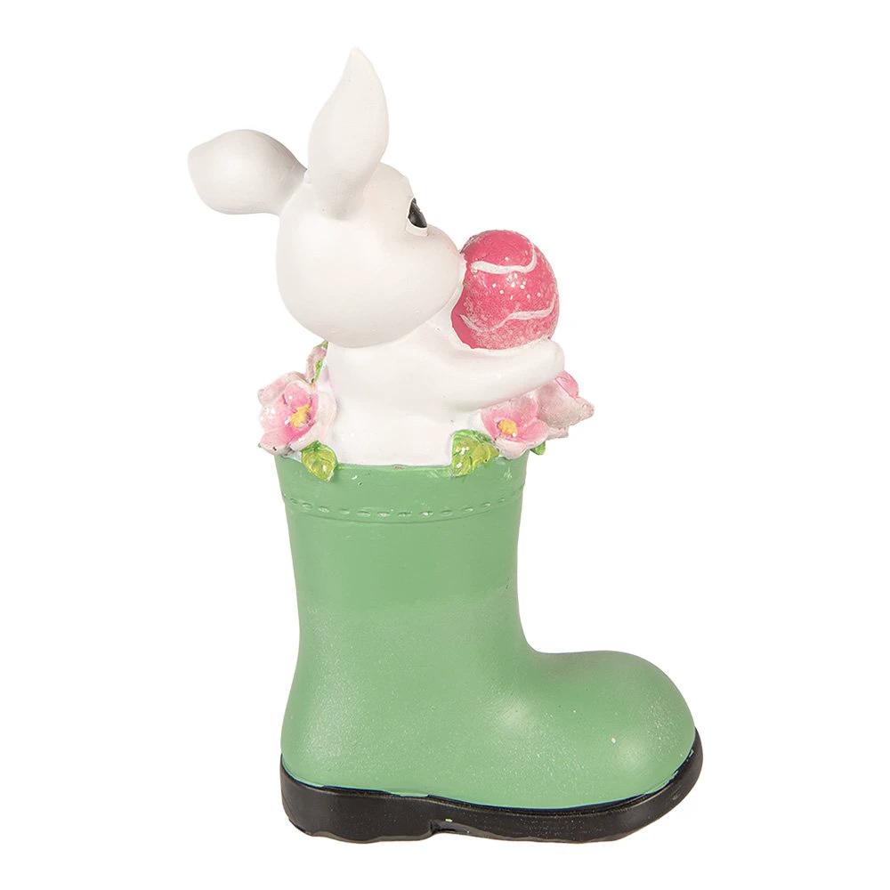 Decoration Statue Rabbit 13x8x20 cm White Plastic by Clayre & Eef.