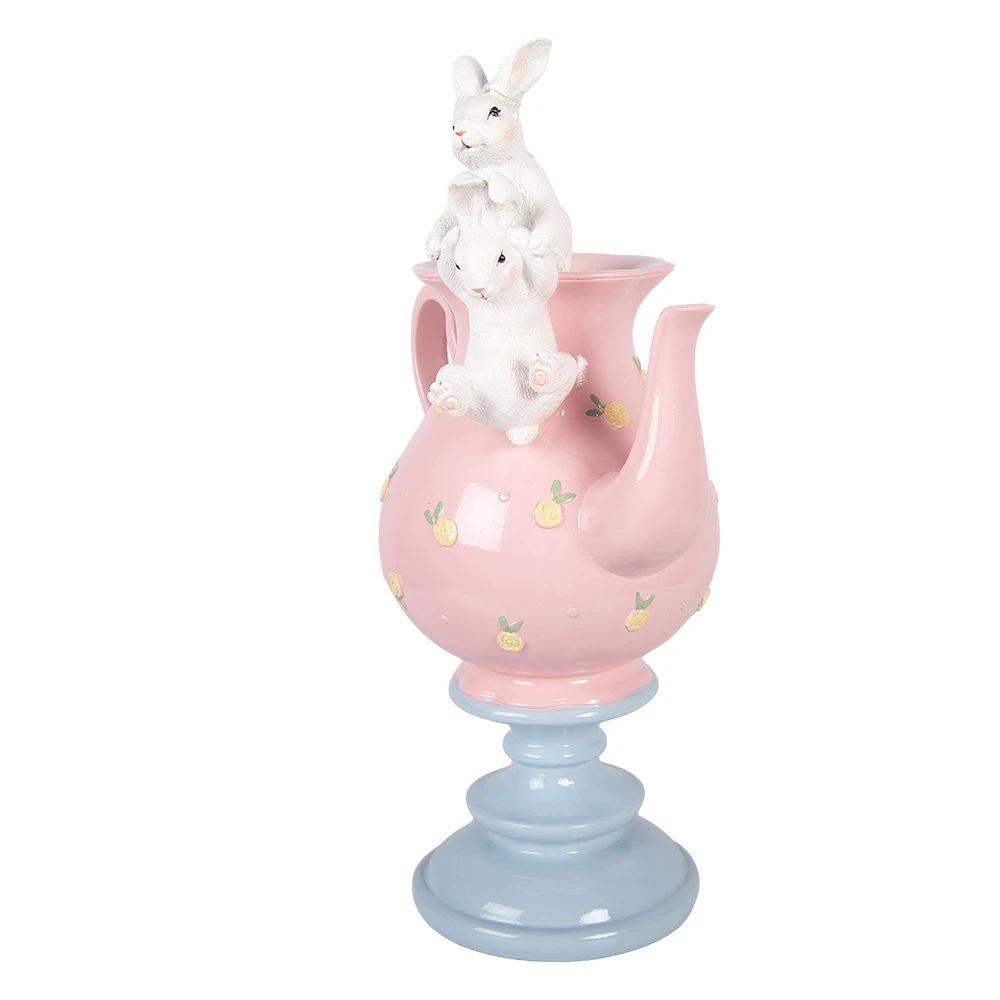 Decoration Statue Rabbit 22x14x35 cm White Plastic by Clayre & Eef.