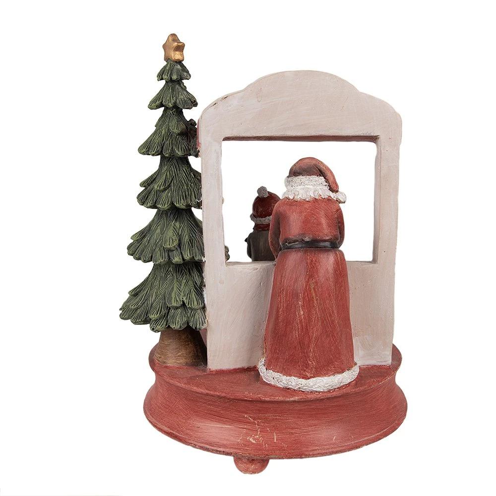 Music box Santa Claus 24 cm Red Polyresin Christmas decoration by Clayre & Eef.