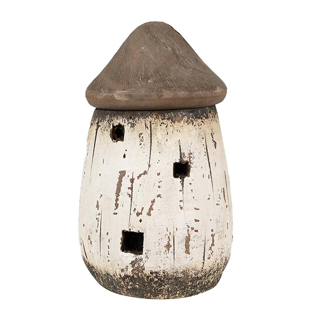 Dekorationsstatue Haus Ø 11x17 cm Weiß Braun Holz von Clayre & Eef.