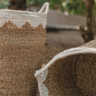 Large Laundry Basket Round Storage Basket Plant Basket Woven from Natural Fibres NIAS white (2 sizes) by Soeji