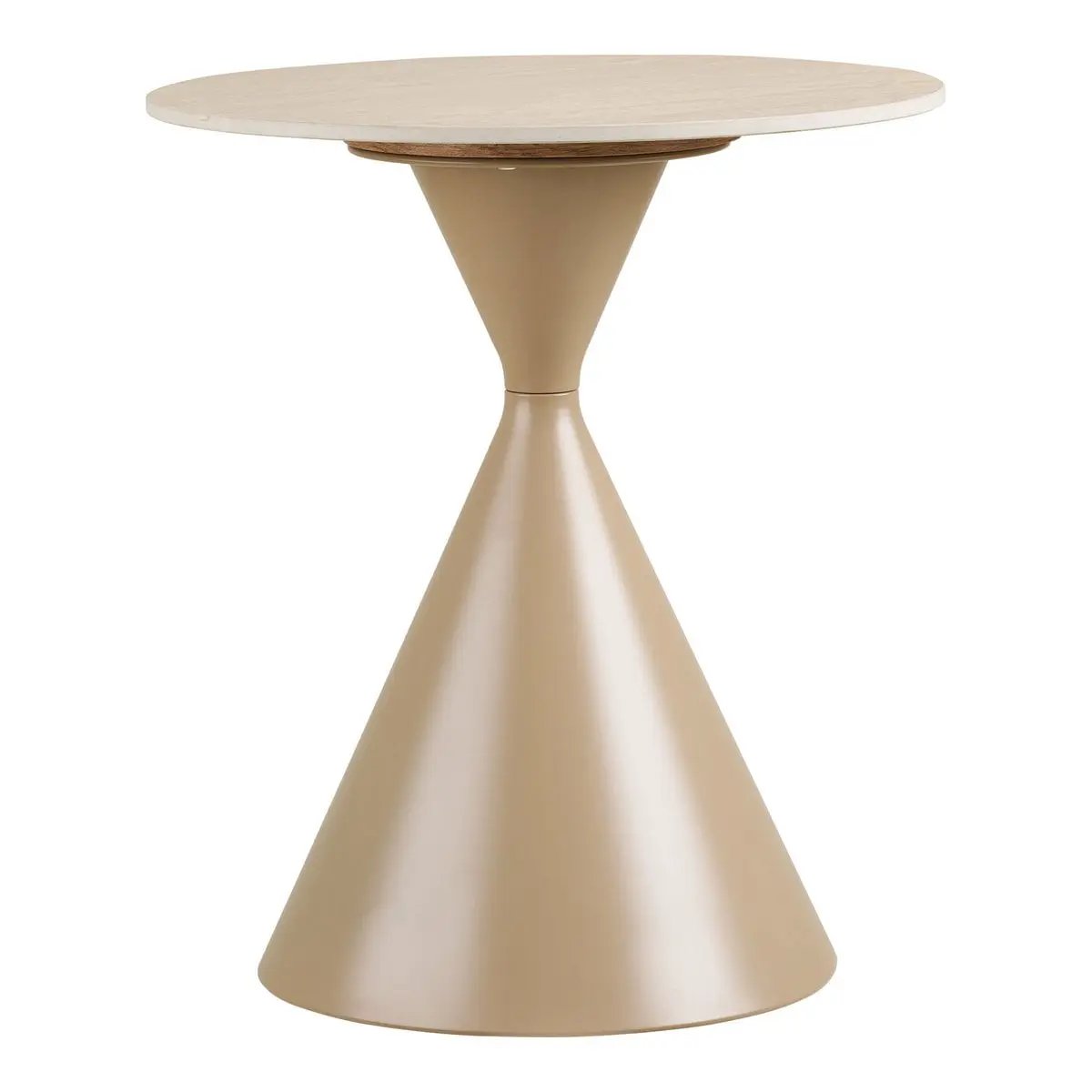 Annecy Side table, ceramic table top/steel, travertine/sand, ø50x56 cm by EMIRELLE
