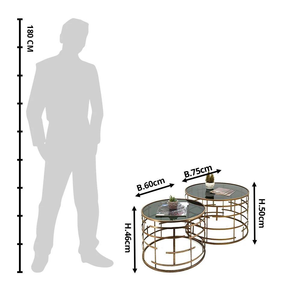 Side table (set of 2) Ø 75x50 / Ø 60x46 cm by Clayre & Eef.