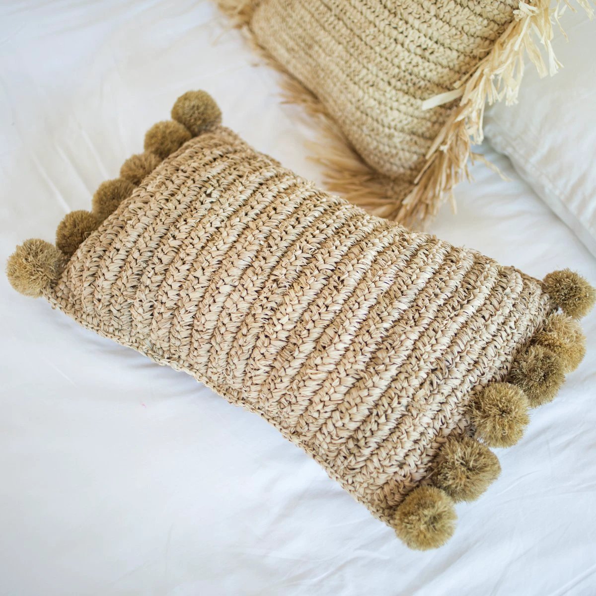 Throw Pillow with filling | Decorative Cushion | Sofa Pillow SANUR made of Raffia by Soeji