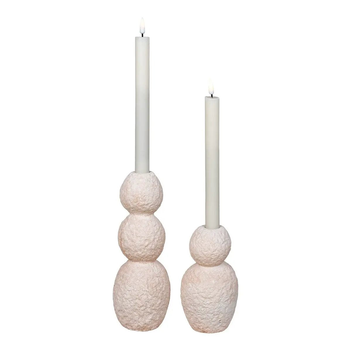 Candle Holder - Candle Holder, cement, natural, set of 2 by EMIRELLE