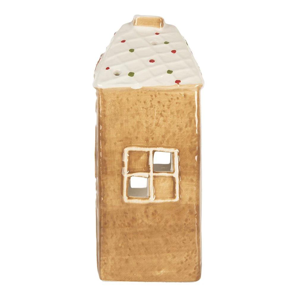Tea light holder House 9x7x16 cm Brown Ceramic by Clayre & Eef.