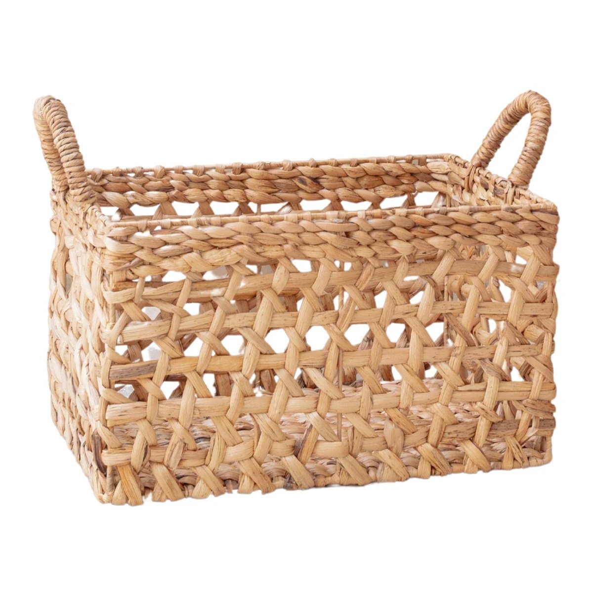 Storage Basket Rectangular Shelf Basket TANGAN Woven by Hand from Water Hyacinth (2 sizes) by Soeji