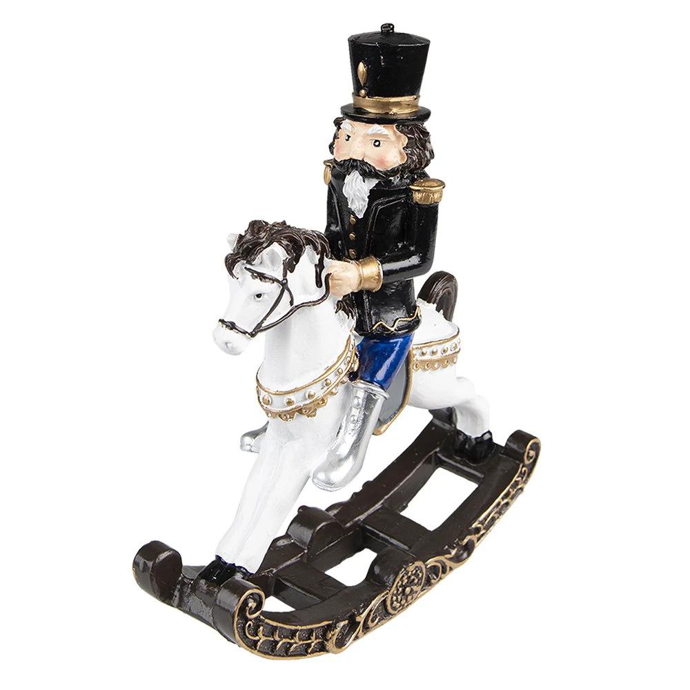 Decoration nutcracker on rocking horse 15x5x18 cm by Clayre & Eef.