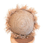 Round Boho Cushion with Fringes Decorative Cushion Ø40/50 cm Throw Pillow made from Raffia Sofa Cushion with Filling TARAKAN beige by Soeji