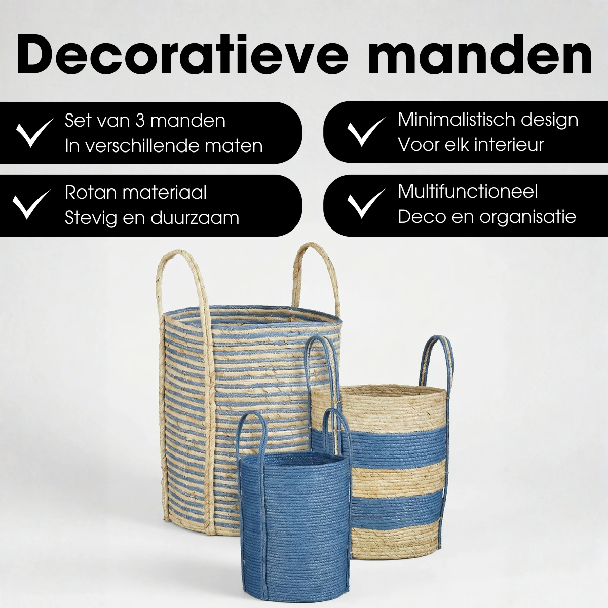 Plant basket set Blue by Mica Decorations