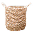 Laundry Basket Storage Basket Round GUNUNG Made of Banana Fibre with a Macrame Pattern made of Cotton by Soeji