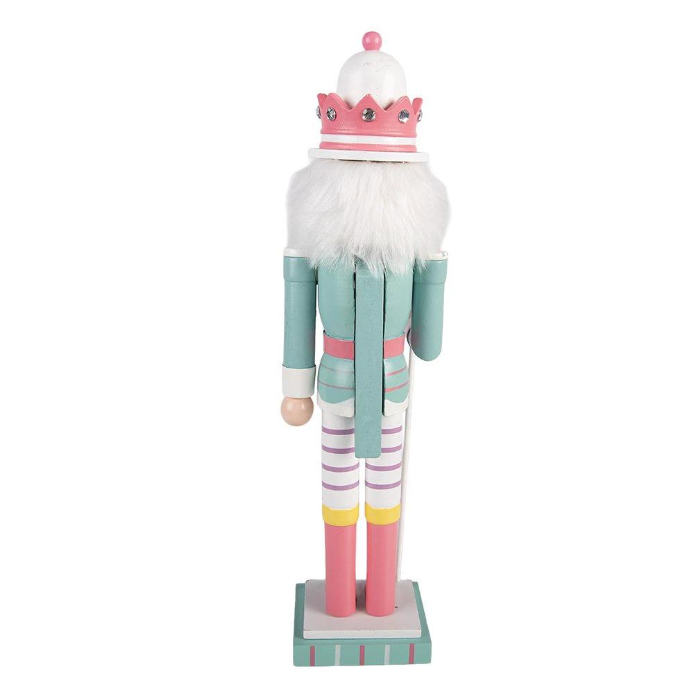 Christmas Decoration Statue Nutcracker 8x7x25 cm Blue Wood by Clayre & Eef.