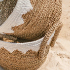Round Seagrass Baskets with White Cotton Cords WAIGEO (3 sizes) Decorative Laundry or Storage Basket by Soeji