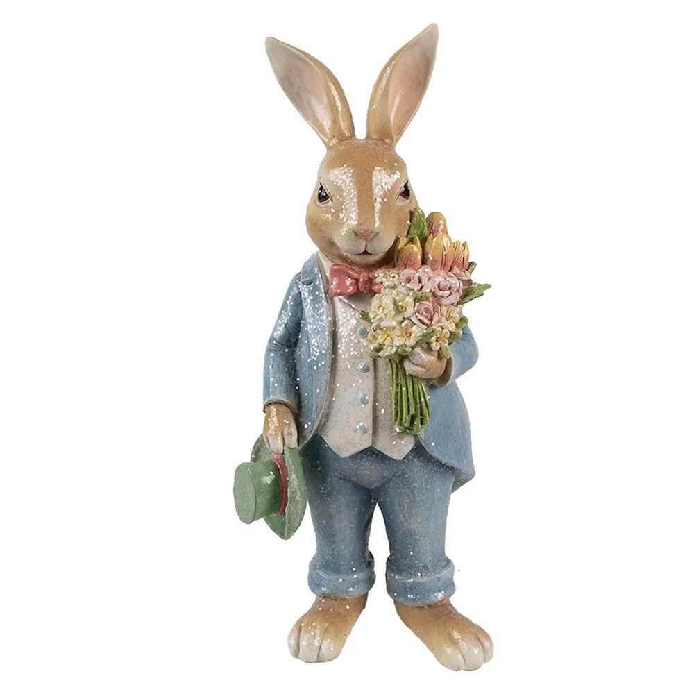Decoration image rabbit 26 cm brown blue plastic by Clayre & Eef.