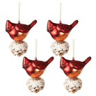 Weihnachtskugel-Set mit 4 Vögeln, 11x6x11 cm, rot-weiß, Glas, Weihnachtsbaumschmuck von Clayre & Eef.