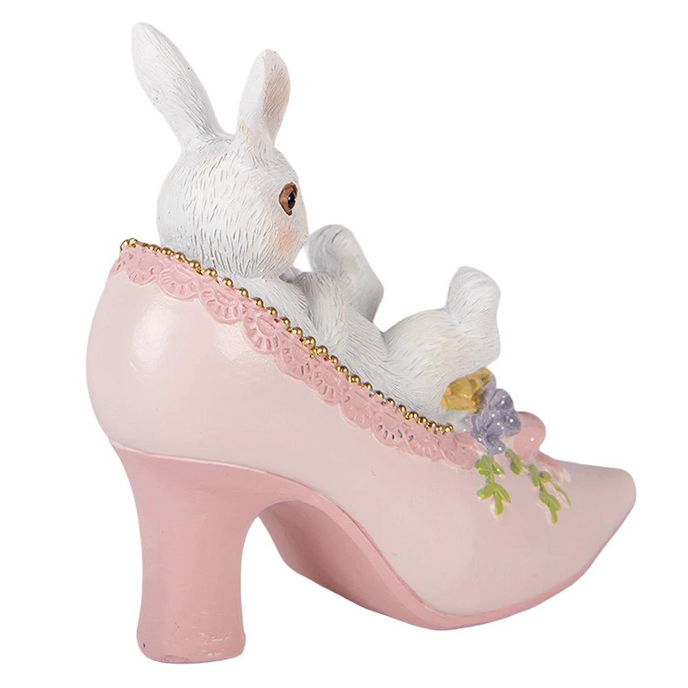 Decoration Statue Rabbit 13x5x12 cm White Plastic by Clayre & Eef.