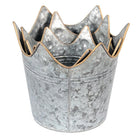 Pflanzenhalter Ø 24 Ø 21 Ø 19 cm graue Metallkrone Pflanzentopf von Clayre & Eef.