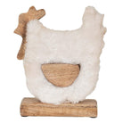 Beeld Haan 18x5x21 cm Wit Bruin Hout Woonaccessoires by Clayre & Eef.