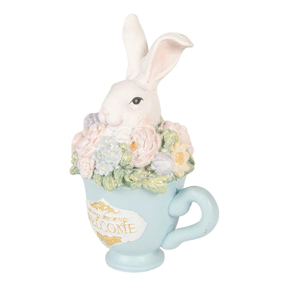 Decoration Statue Rabbit 11x9x16 cm White Plastic by Clayre & Eef.