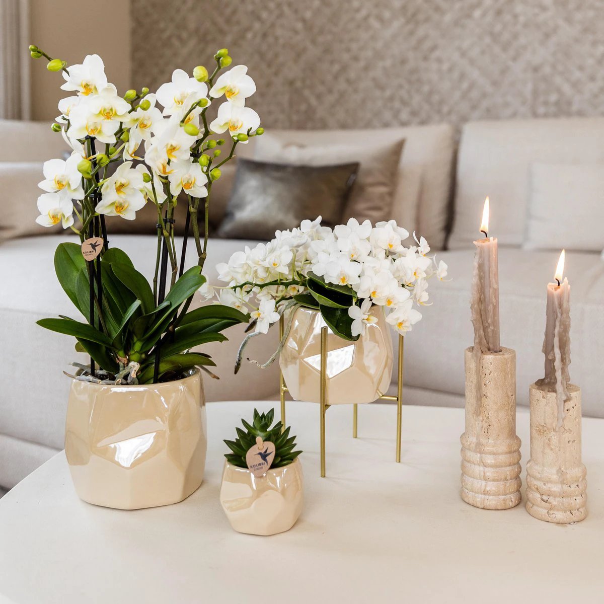 Hummingbird Home | Plant stand - Gold metal plant stand Ø12cm by Kolibri Company