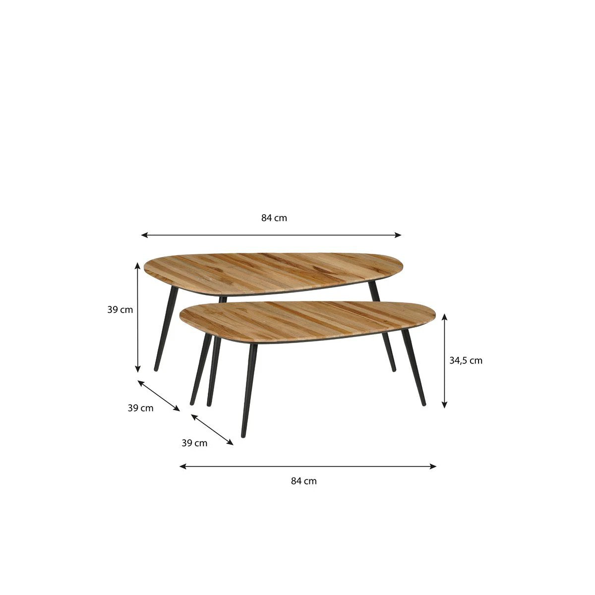 Side table set Jailey Brown by Mica Decorations