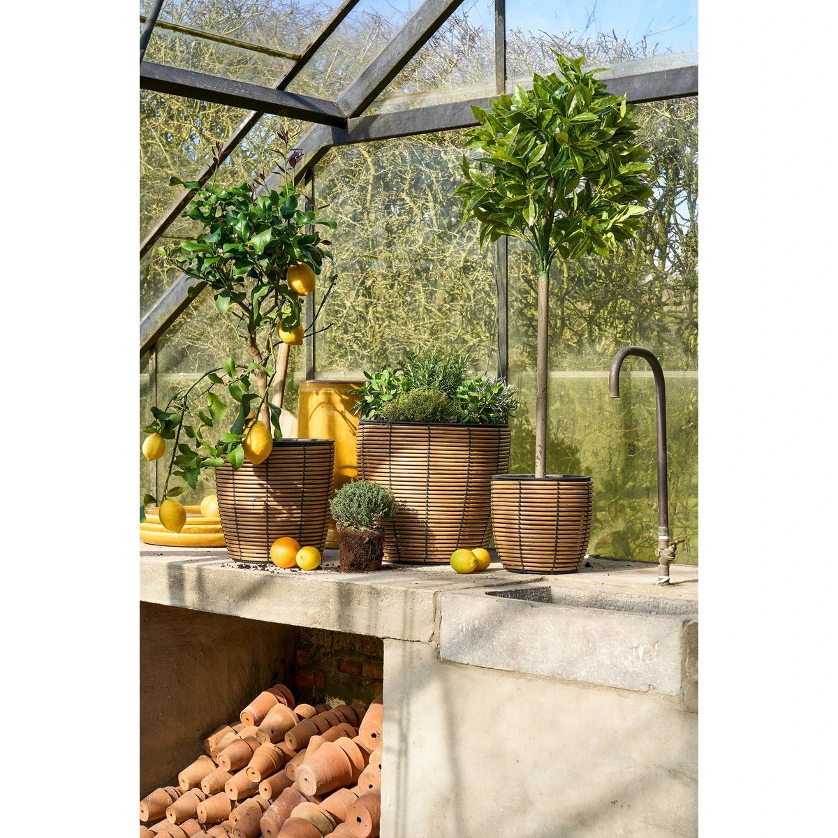 Flowerpot outside Durban Brown by Mica Decorations