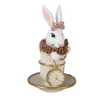 Decoration Statue Rabbit 8x8x14 cm White Plastic by Clayre & Eef.