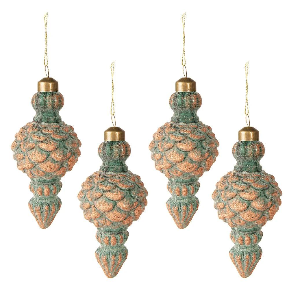 Christmas ball set of 4 Ø 6x14 cm (set of 4) Copper -colored Glass Christmas tree decorations by Clayre & Eef.