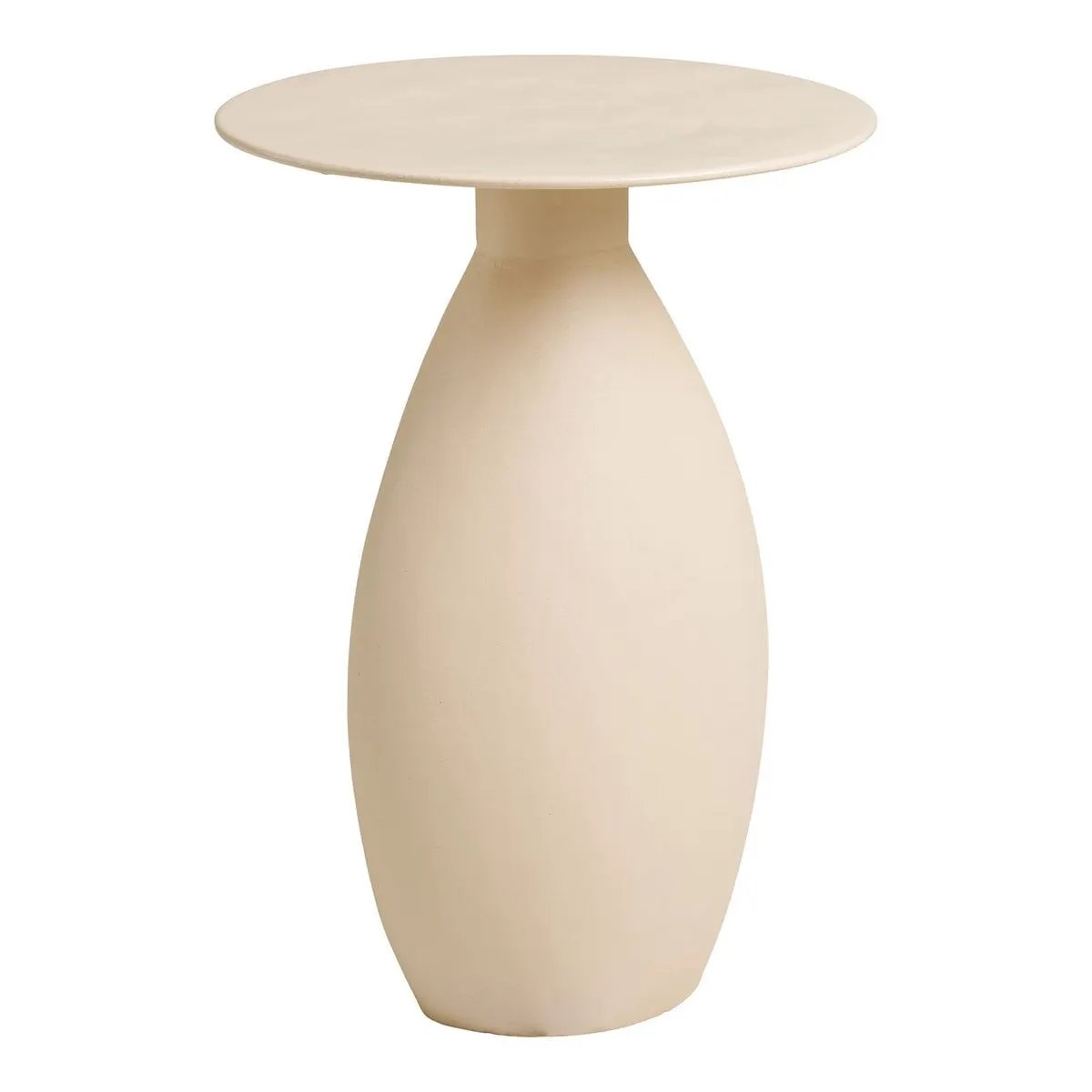 Calais Side table, metal/enamel, off-white, ø36x50 cm by EMIRELLE