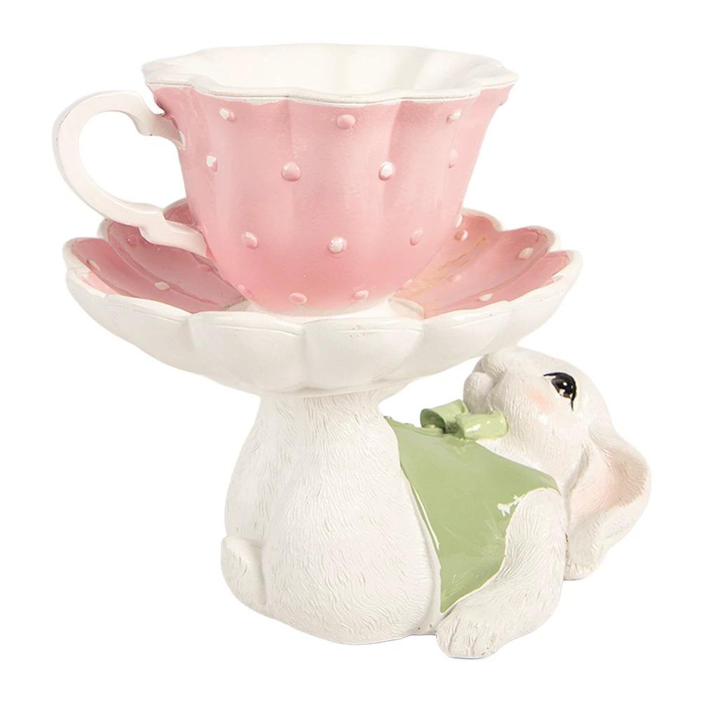 Decoration Statue Rabbit 20x14x17 cm White Plastic by Clayre & Eef.