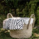 Round Seagrass Baskets with White Cotton Cords WAIGEO (3 sizes) Decorative Laundry or Storage Basket by Soeji