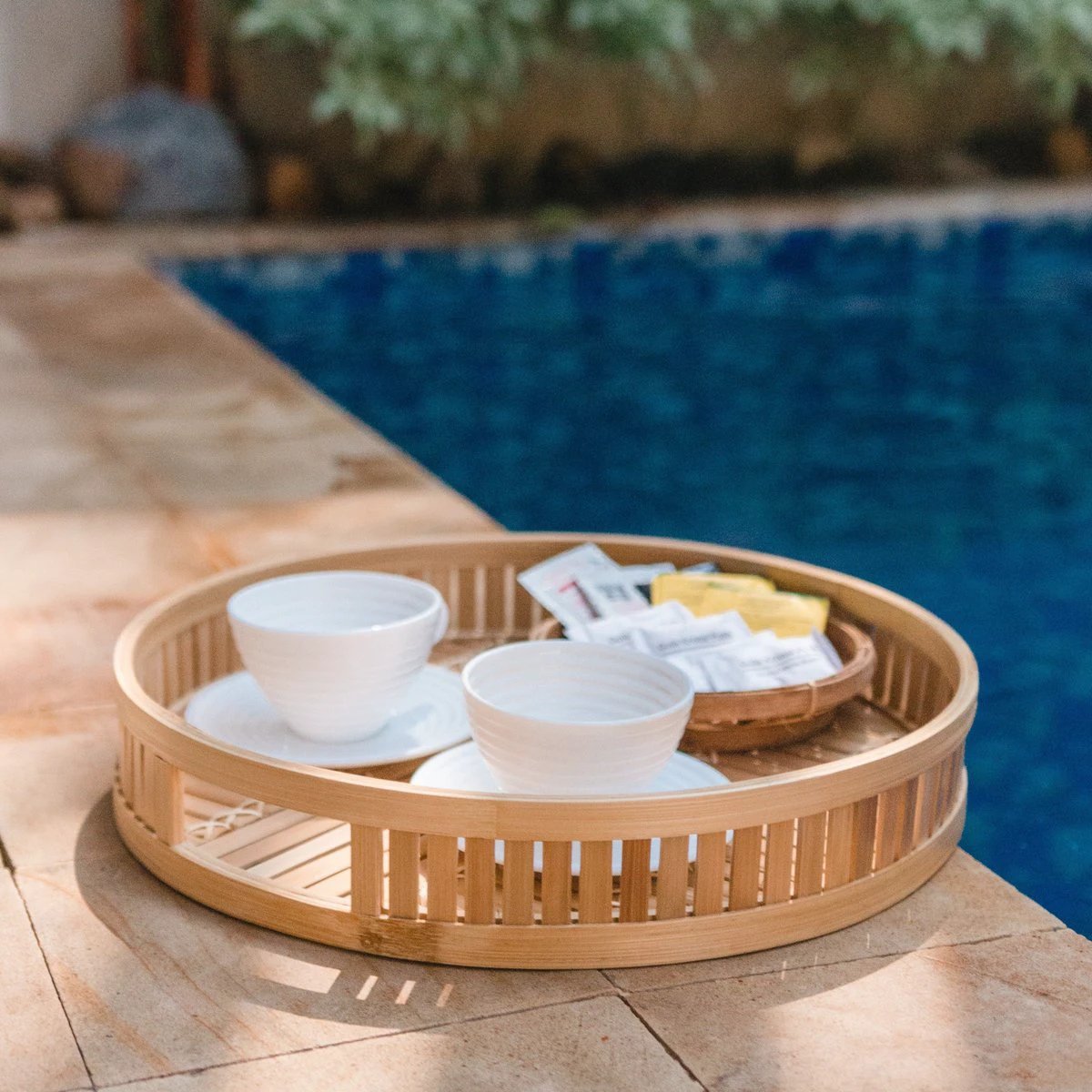 Decorative Bamboo Tray Serving Tray Round Ø 40 cm SENAYAN by Soeji