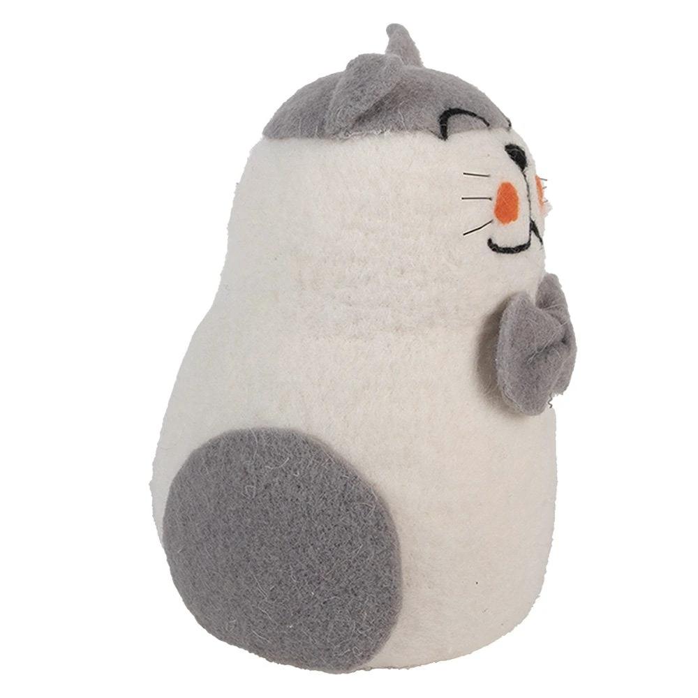 Decoration Image Cat 14x14x20 cm White Felt by Clayre & Eef.