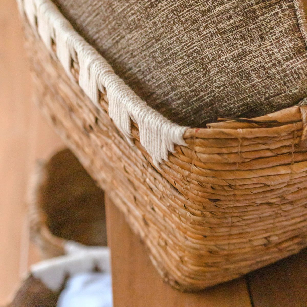 Storage Basket with Cotton Decor PISANG Decorative Basket Handwoven from Banana Fibre by Soeji