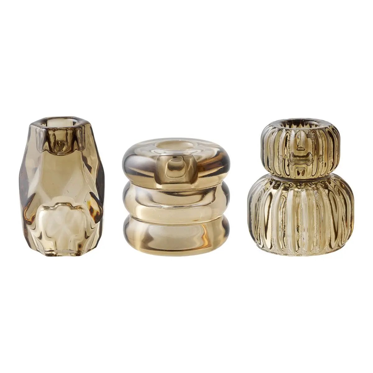 Candle holder, glass, smoked brun, set of 3 by EMIRELLE