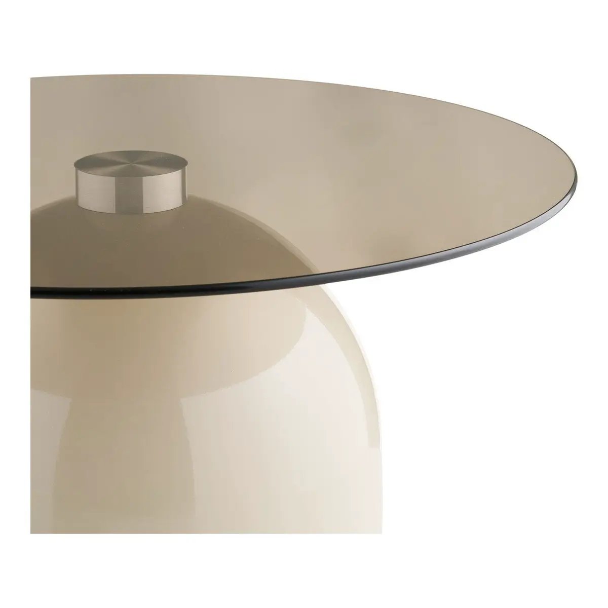 Ravello Coffee table, tempered glass/metal, grey/beige, ø70x33 cm by EMIRELLE