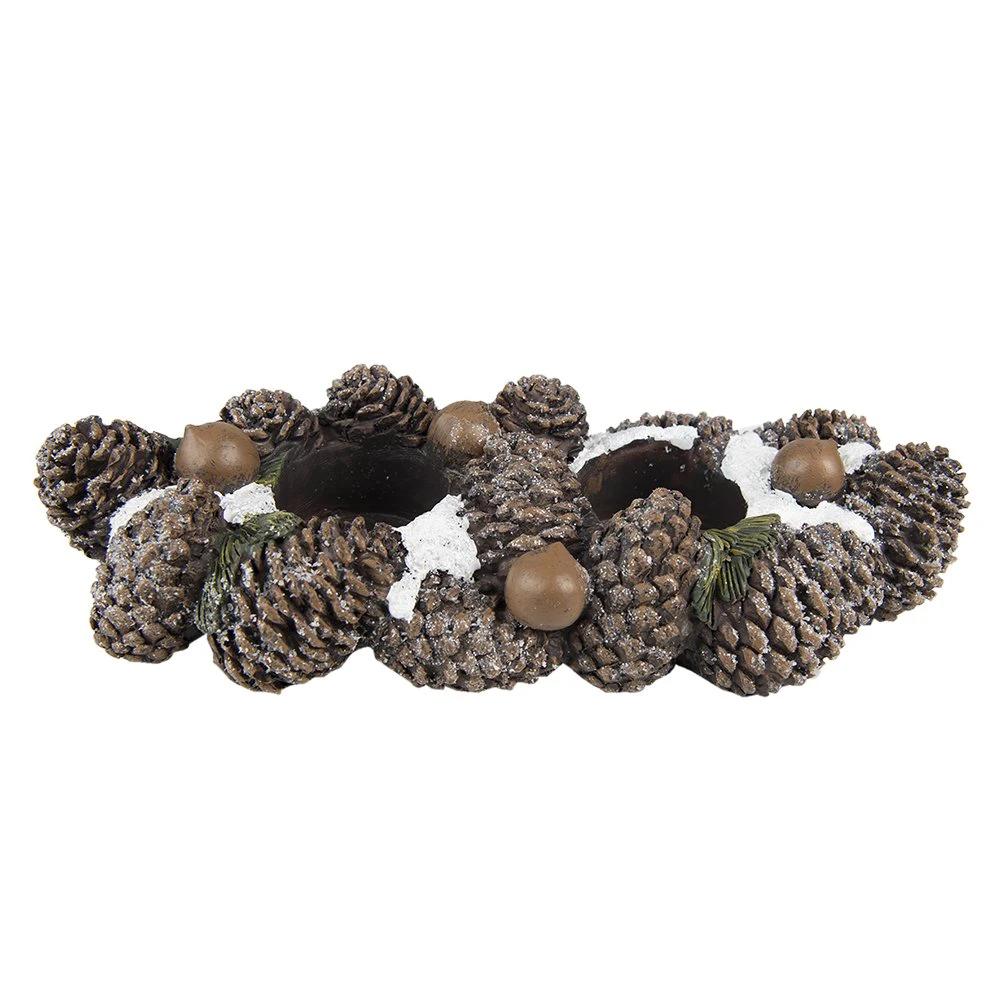 Tea light holder pine cones 27x11x6 cm by Clayre & Eef.