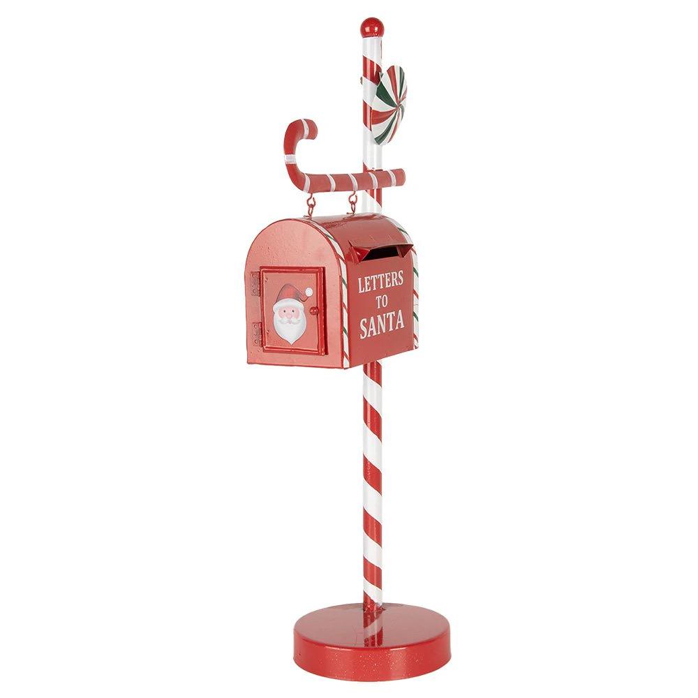 Christmas decoration letterbox 20x12x51 cm red metal by Clayre & Eef.