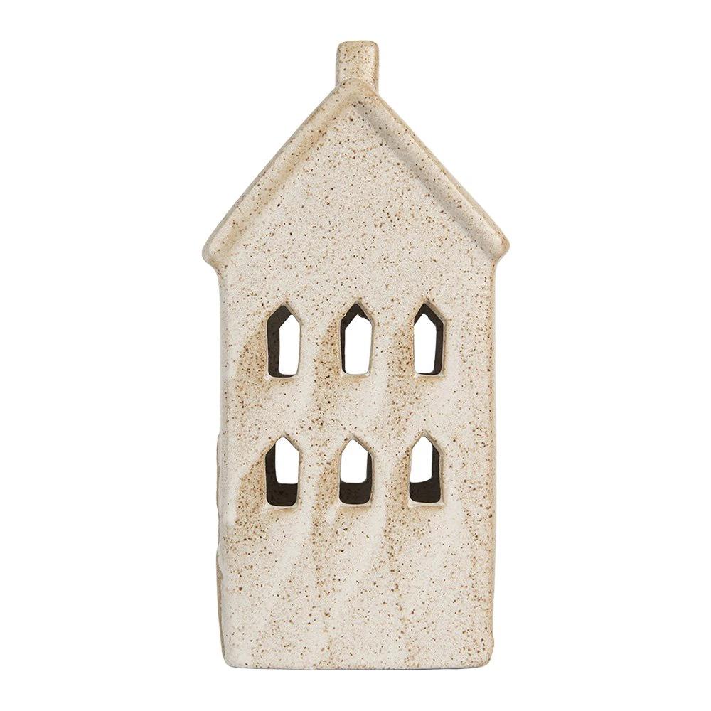 Decoration house with LED 10x9x18 cm beige ceramics by Clayre & Eef.