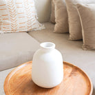 Vase White Small Round Decorative Vase for Dried or Fresh Flowers Hand Cast from Clay with BAWA by Soeji