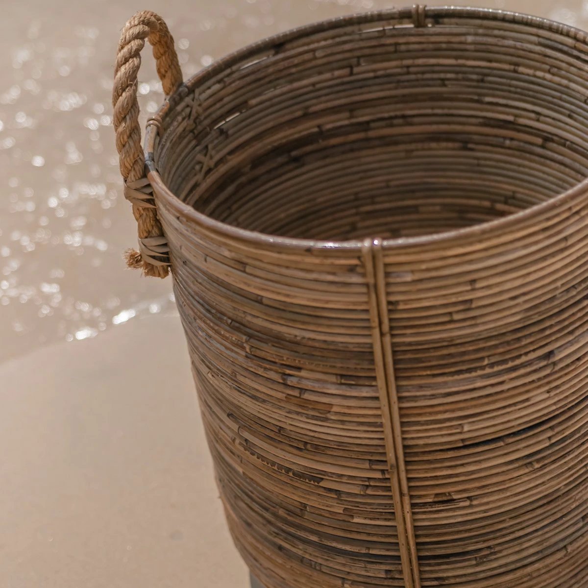 Rattan Laundry Basket Round – Rattan Plant Basket – Large Boho Basket – Decorative Hamper Handmade from Rattan (2 sizes Ø 35/40 cm) OTERE by Soeji